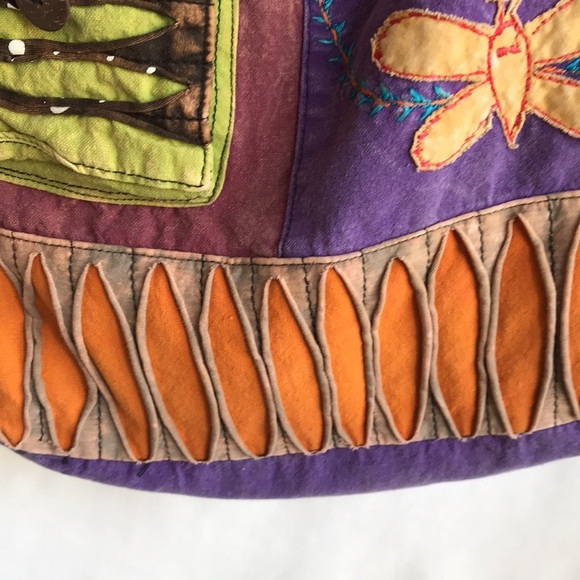 Boho style fabric crossbody bag with retro vibe - Picture 5 of 11